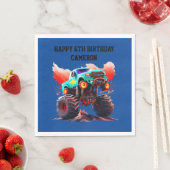 Monster Truck Kids Verjaardagsfeestuitnodiging Servet (Insitu)