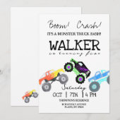 Monster Truck Kind Verjaardagsuitnodiging Kaart (Voorkant / Achterkant)