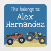 Monster Truck Kinderen Kleding Labels voor School (Design 1)
