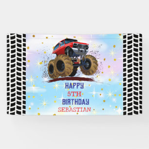 Monster Truck Kinderen verjaardagsfeestje jongen Spandoek
