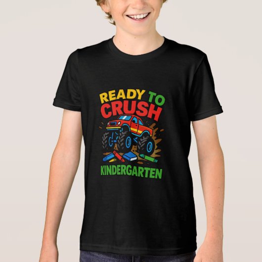 Monster Truck Kindergarten Start Tri-Blend Shirt (Voorkant)