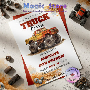 Monster Truck Klap Oude Roestige Truck Verjaardag Kaart