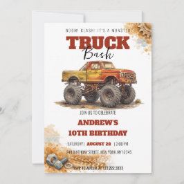 Monster Truck Klap Oude Roestige Truck Verjaardag Kaart