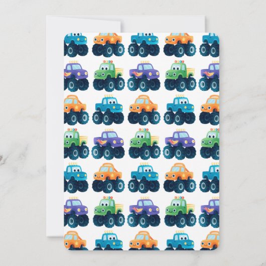 Monster Truck Kleurrijke Auto Jongens Verjaardag Kaart (Achterkant)