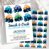 Monster Truck Kleurrijke Auto Jongens Verjaardag Kaart