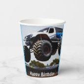 Monster Truck Launch, Birthday Paper Cups Papieren Bekers (Achterkant)