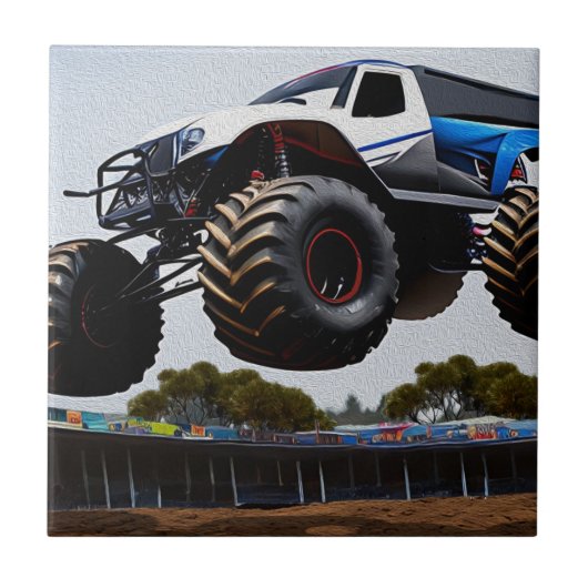 Monster Truck Launch, keramische Tegel Tegeltje (Voorkant)