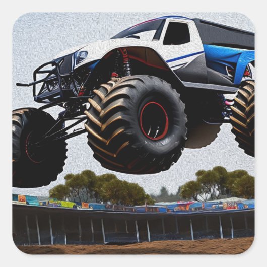 Monster Truck Launch, Square Stickers (Voorkant)