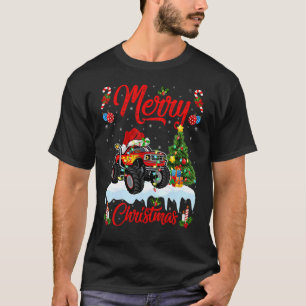 Monster Truck Lights Xmas Tree Santa Monster Truck T-shirt