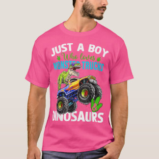 Monster Truck Lover Boy Funny Dinosaur op de truc T-shirt