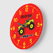 Monster Truck Lovers Personalized Boys Room Clock Grote Klok (Hoek)