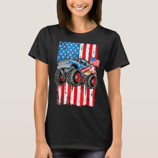 Monster Truck Mannen Boys Verenigde Staten vlag op T-shirt