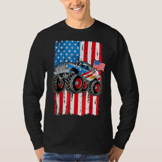 Monster Truck Mannen Boys Verenigde Staten vlag op T-shirt