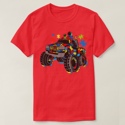 Monster Truck met autisme Puzzle Background Love T-shirt (Design voorkant)
