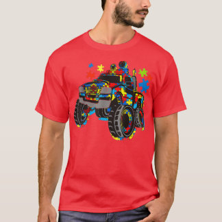 Monster Truck met autisme Puzzle Background Love T-shirt