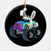 Monster Truck met Bunny Ears Happy Paasdag Keramisch Ornament (Achterkant)