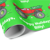 Monster Truck met kerstboom  Cadeaupapier (Rol Hoek)