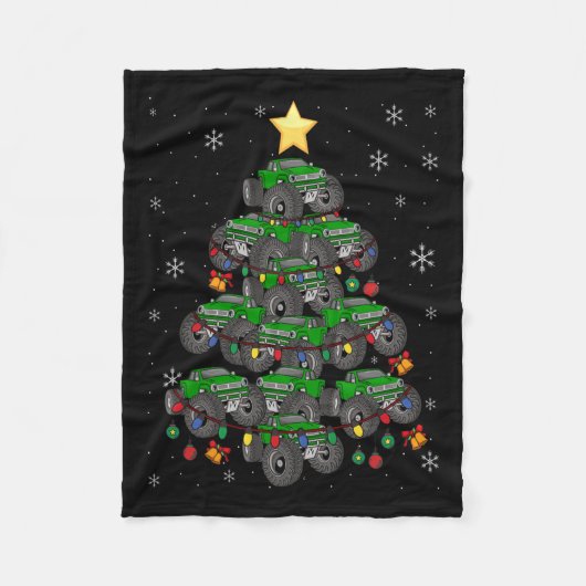 Monster Truck met kerstboom Xmas Boys Toddler Kind Fleece Deken (Voorkant)