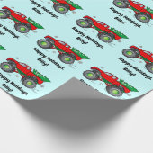 Monster Truck met kerstboomnaam Aanpassen Cadeaupapier (Hoek)