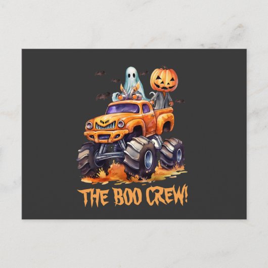 Monster Truck met Schattigee Funny Pumpkin Hallowe Feestdagenkaart (Voorkant)