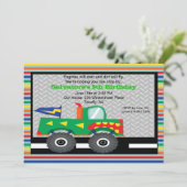 Monster Truck met Teeth Birthday Invitation Kaart (Staand voorkant)