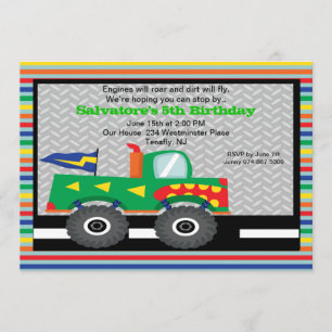 Monster Truck met Teeth Birthday Invitation Kaart