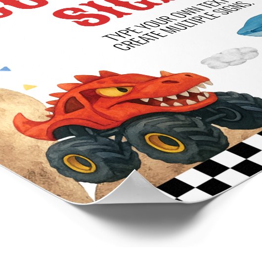 Monster Truck Moderne Kinderen Verjaardagstafel Te Poster (Hoek)