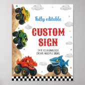 Monster Truck Moderne Kinderen Verjaardagstafel Te Poster (Voorkant)