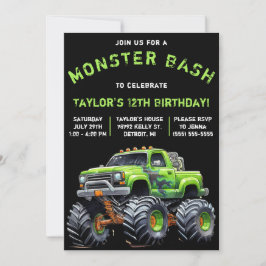 Monster Truck, Monster Bash Birthday Party Kaart