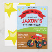 Monster Truck, Monster Bash Birthday Party Kaart (Voorkant / Achterkant)
