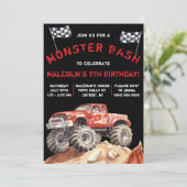 Monster Truck, Monster Bash Birthday Party Kaart (Staand voorkant)