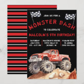 Monster Truck, Monster Bash Birthday Party Kaart (Voorkant / Achterkant)