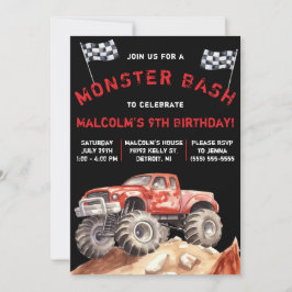 Monster Truck, Monster Bash Birthday Party Kaart