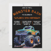 Monster Truck, Monster Bash Birthday Party Kaart (Voorkant)