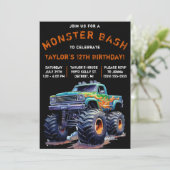 Monster Truck, Monster Bash Birthday Party Kaart (Staand voorkant)