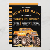 Monster Truck, Monster Bash Birthday Party Kaart (Voorkant / Achterkant)