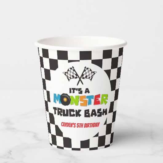 Monster Truck monsters verjaardag Papieren Bekers (Voorkant)