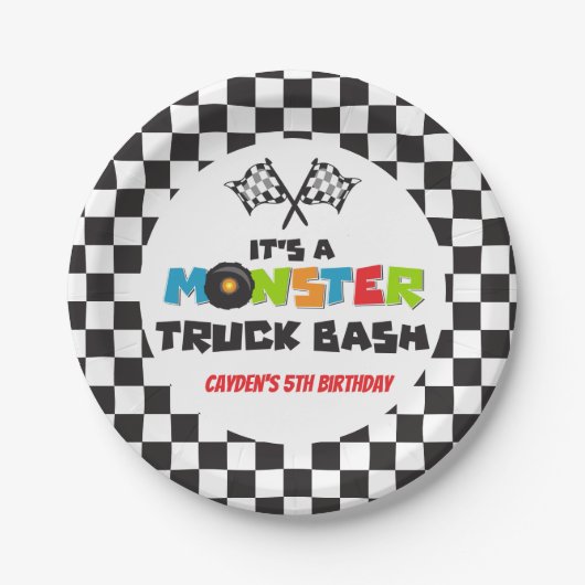 Monster Truck monsters verjaardag Papieren Bordje (Voorkant)