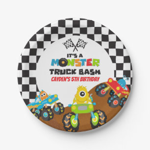 Monster Truck monsters verjaardag Papieren Bordje
