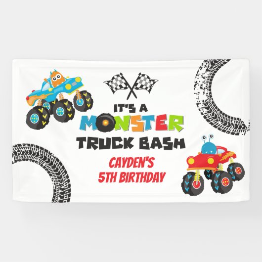 Monster Truck monsters verjaardag Spandoek (Horizontaal)