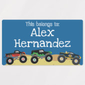 Monster Truck Naam Labels voor School en Sport (Design 1)