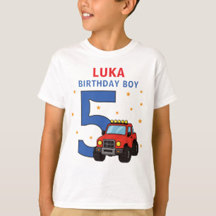 Monster Truck Naam Leeftijd Verjaardag Jongen T-shirt