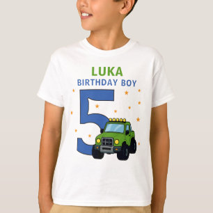 Monster Truck Naam Leeftijd Verjaardag Jongen T-shirt