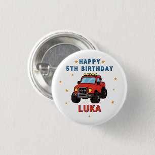Monster Truck Naam Leeftijd Verjaardagsfeestje Ronde Button 3,2 Cm