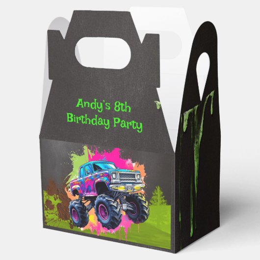 Monster Truck Neon Jongen Verjaardagsfeestje Bedankdoosjes (Geopend)