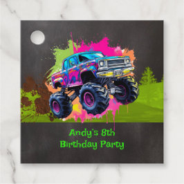 Monster Truck Neon Jongen Verjaardagsfeestje Dank  Bedankjes Labels