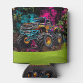 Monster Truck Neon Jongen Verjaardagsfeestje Dank  Blikjeskoeler (Achterkant)