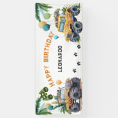 Monster Truck Oerwoud Safari Boy Verjaardag Spandoek (Verticaal)