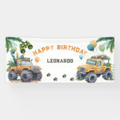Monster Truck Oerwoud Safari Boy Verjaardag Spandoek (Horizontaal)