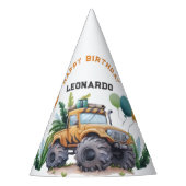 Monster Truck Oerwoud Safari Happy Birthday Feesthoedjes (Voorkant)